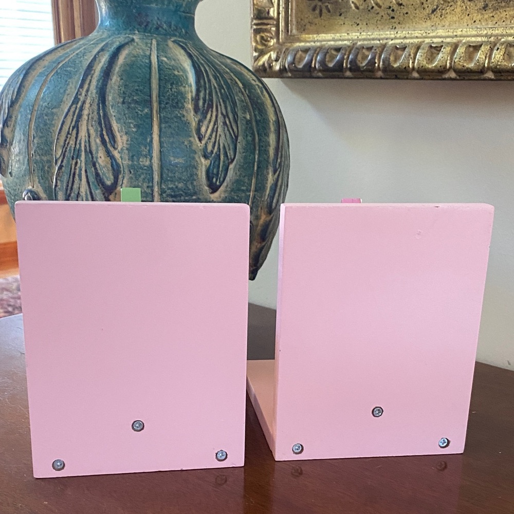 Wood Owl Bookends Pink Green Kids Nursery Decor Baby Shower Gift - Picture 8 of 10